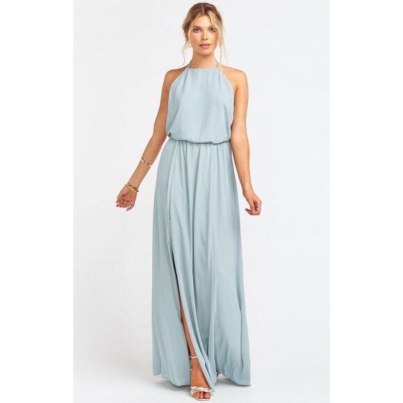 Show Me Your Mumu Heather Halter Maxi Dress in Silver Sage Crisp XXL NWT - Picture 2 of 7